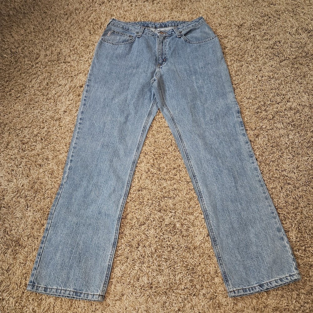 Carhartt Womens Relaxed Fit Straight Leg Jeans Light Wash 14x32 WB160 AIO